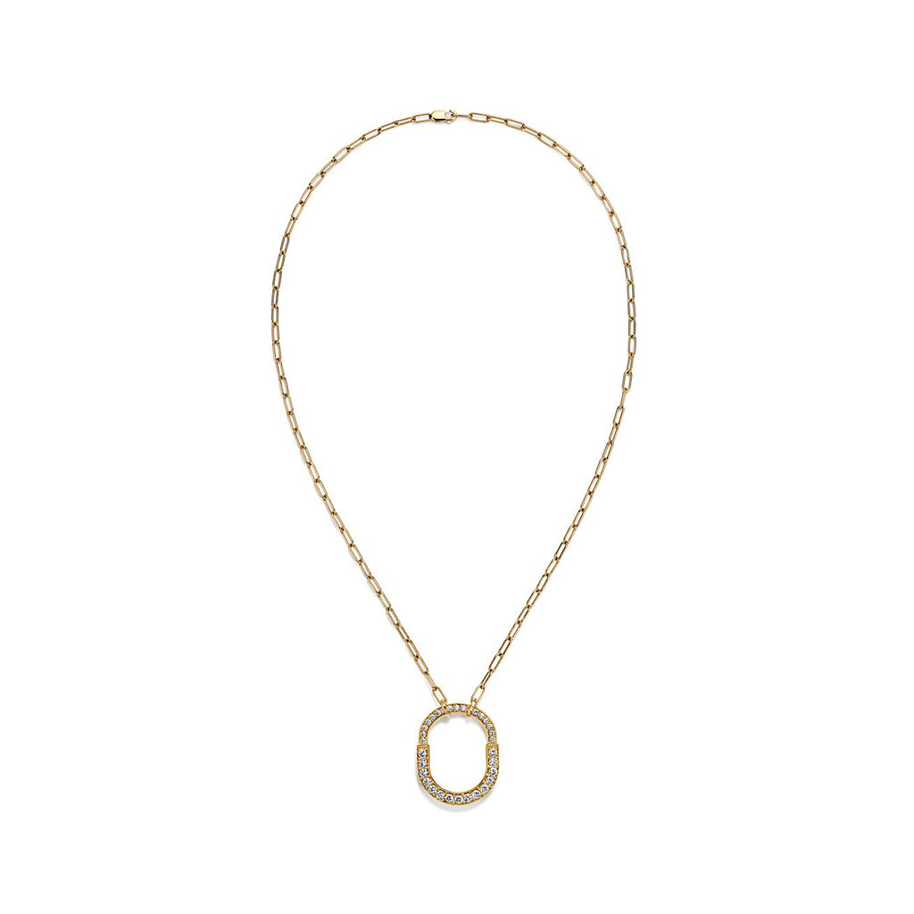 Tiffany Lock Pendant Pave Diamonds 18K Gold Necklace