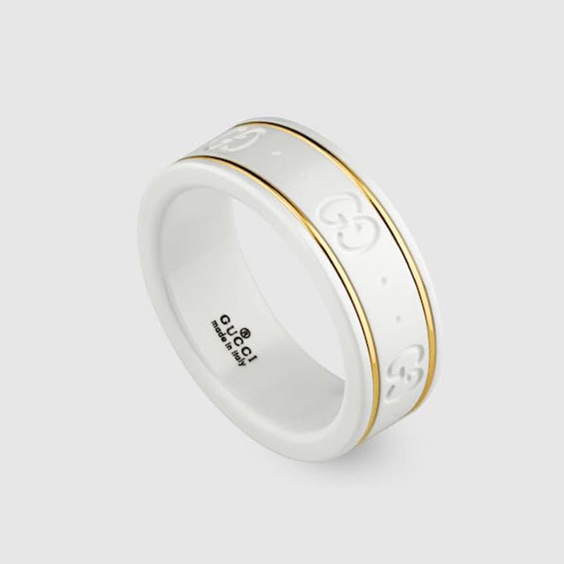 Gucci Double Icon White Zirconia 18K Gold Ring