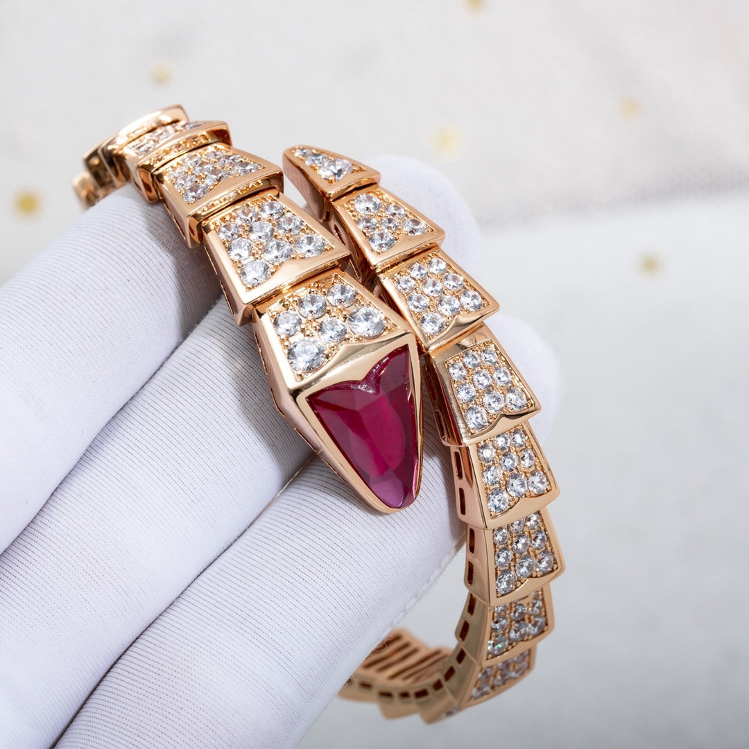 Bvlgari Serpenti Bracelet 8MM Pink Gold Cubic Zirconia - 345201