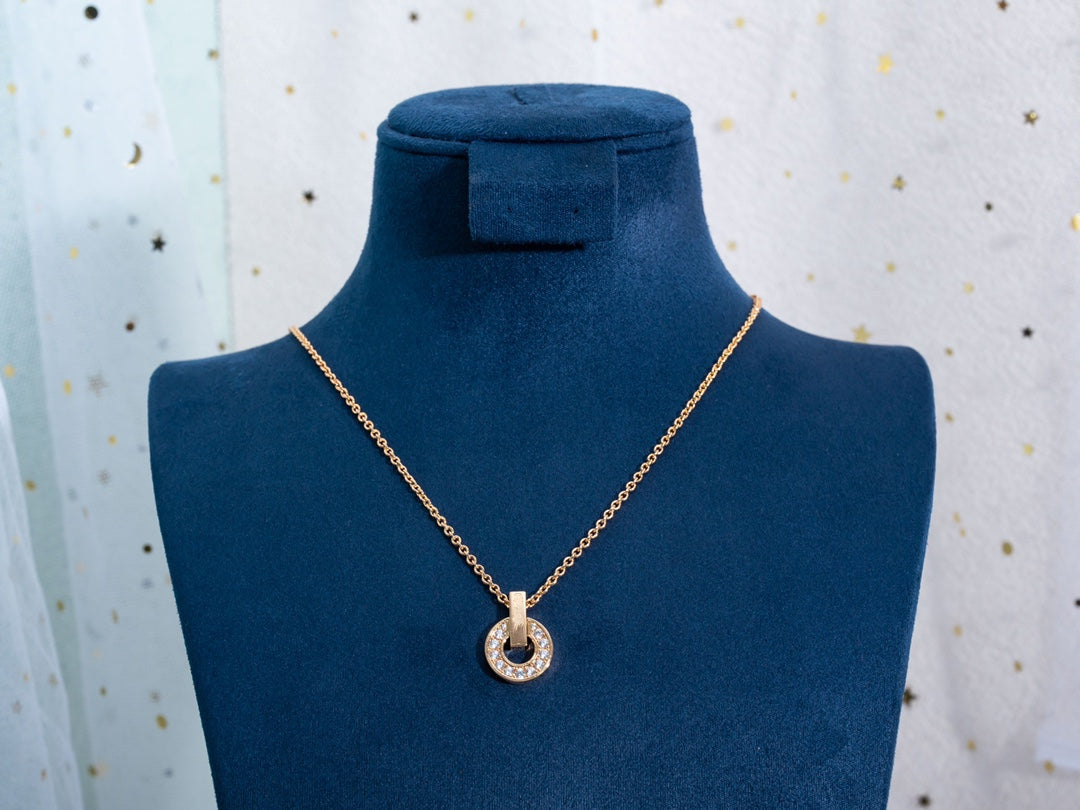 Bvlgari Gari Necklace Pink Gold Cubic Zirconia