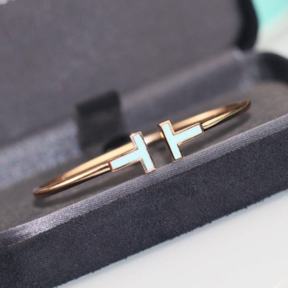 Tiffany T Bracelet 1.8MM Turquoise Pink Gold