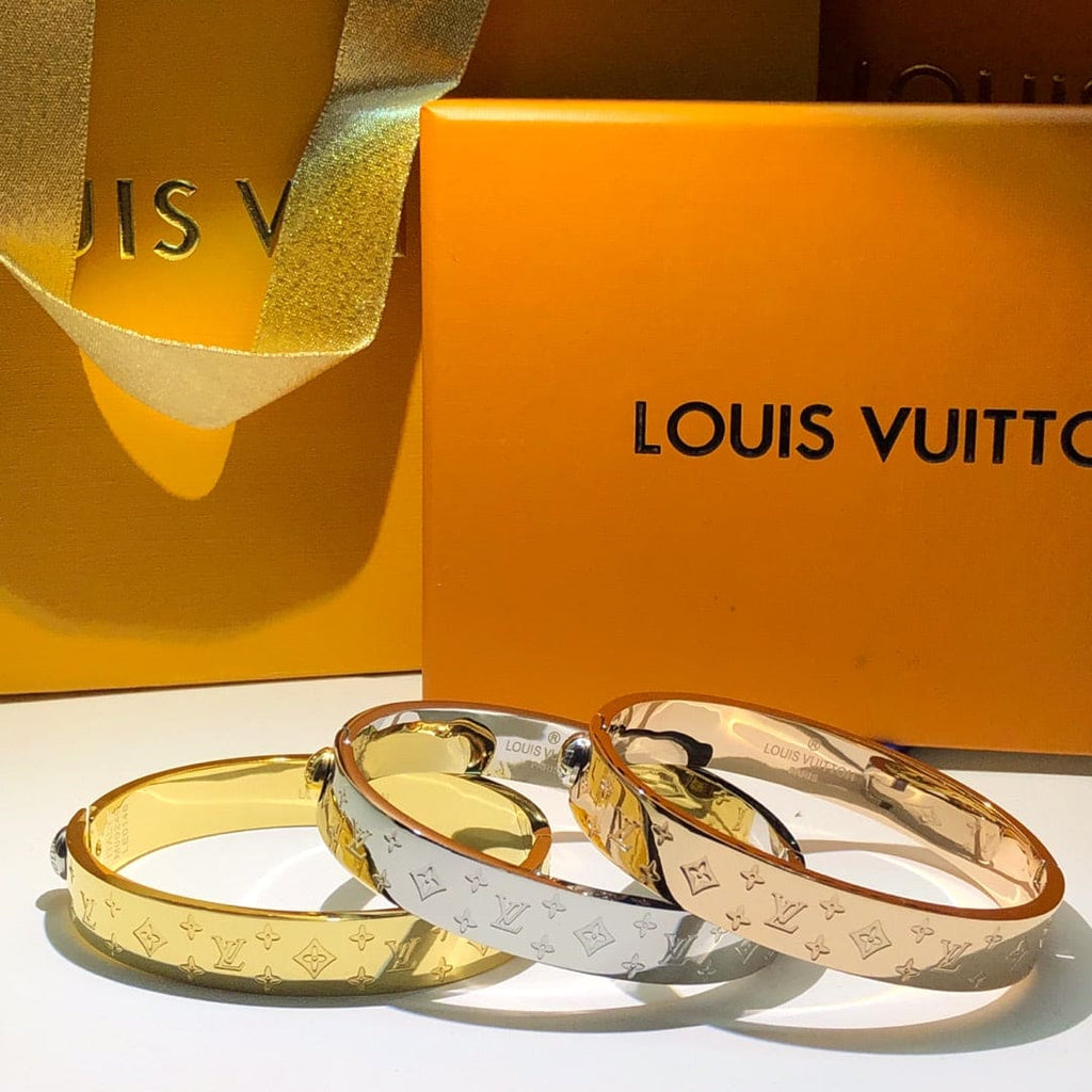 Louis Vuitton Nanogram Cuff 18K Gold Bracelet