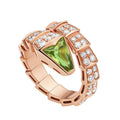 Bvlgari Serpenti Ring Pink Gold Cubic Zirconia Malachite