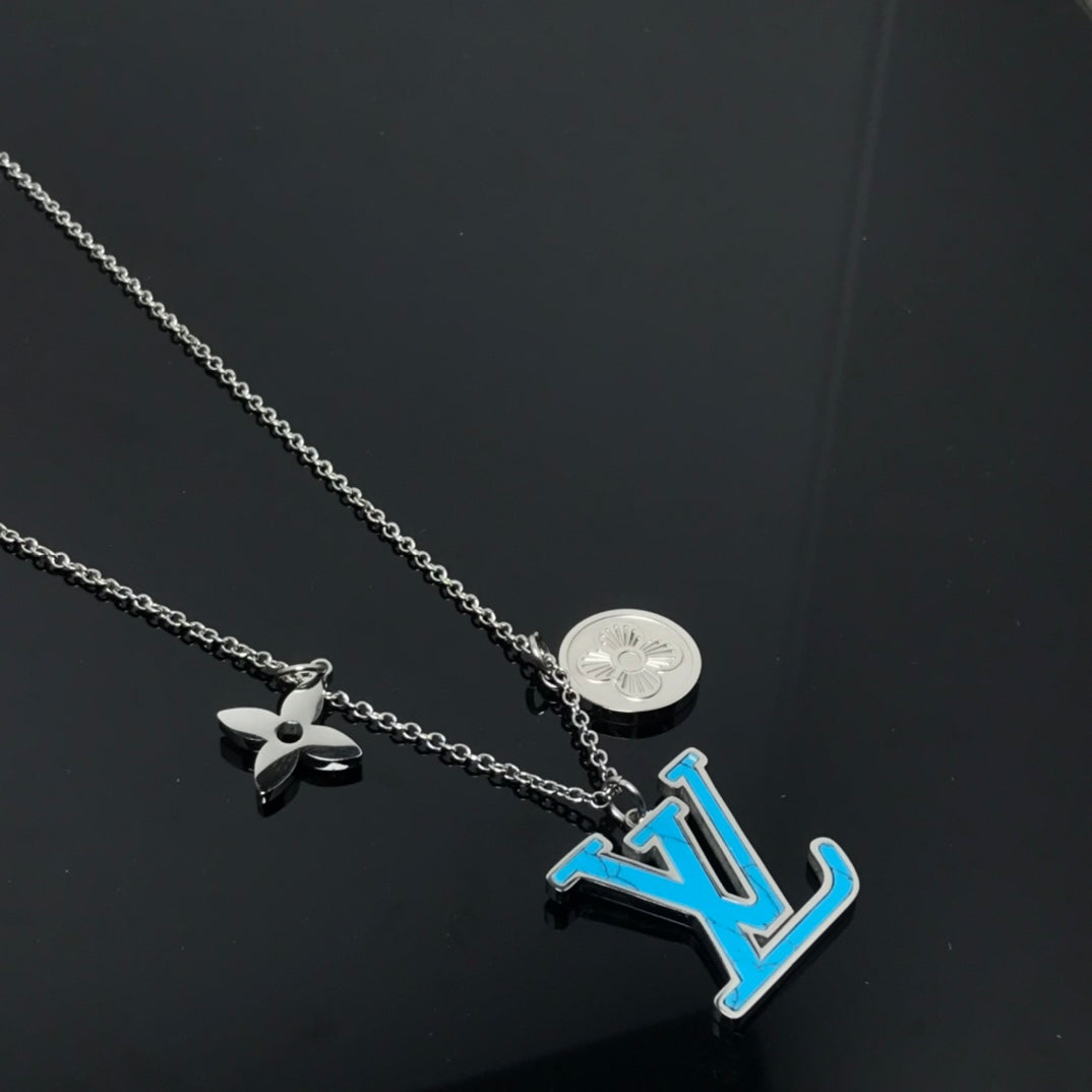 Louis Vuitton Blue Turquoise 18K Gold Necklace