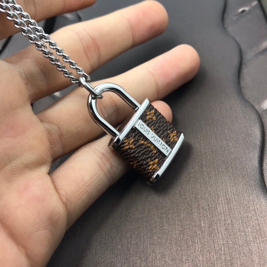 Louis Vuitton Monogram Lock Pendant 18K Gold Necklace