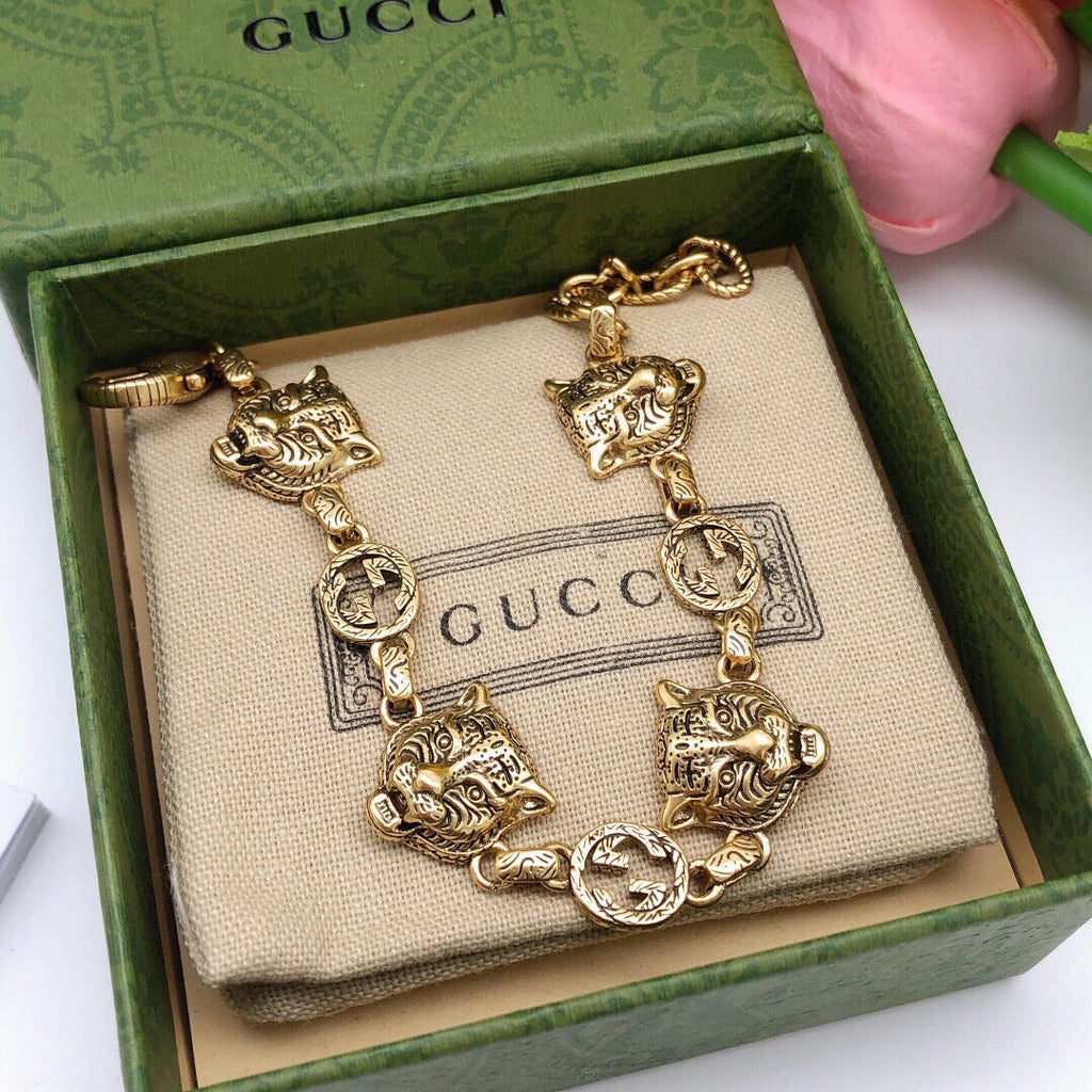 Gucci Double Tiger 18K Gold Bracelet