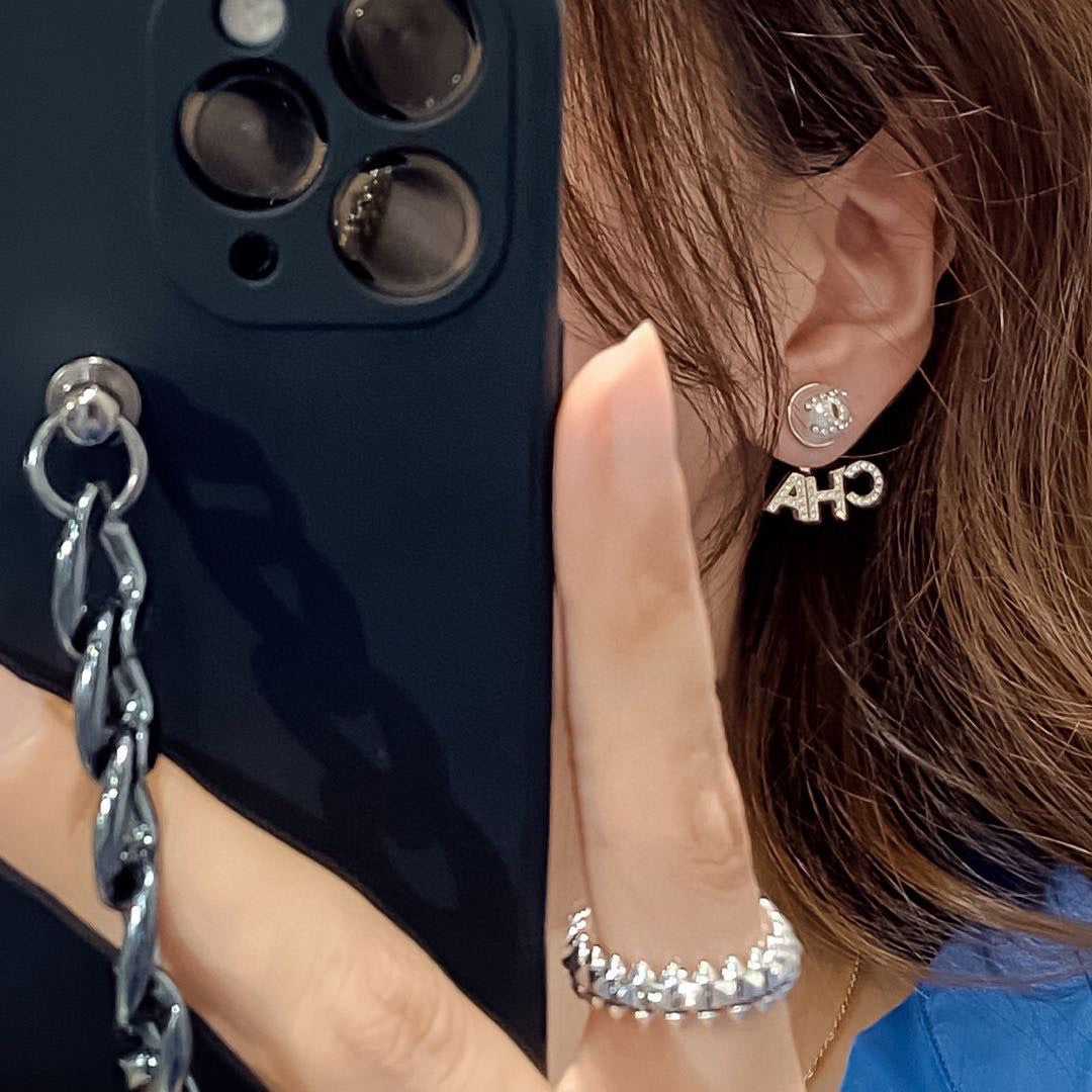 Chanel Diamonds Script 18K Gold Earrings