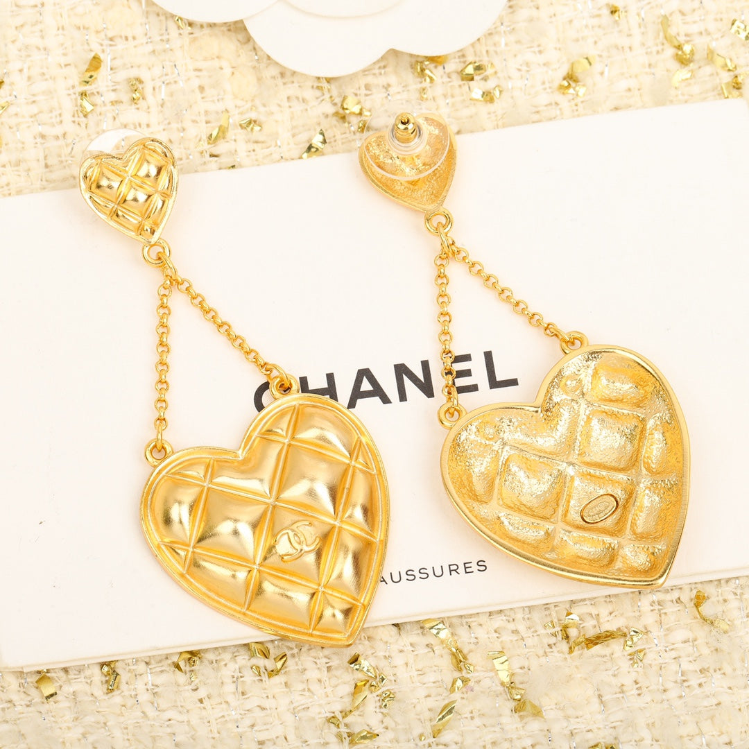 Chanel Coco Crush Heart Pendant 18K Gold Earrings