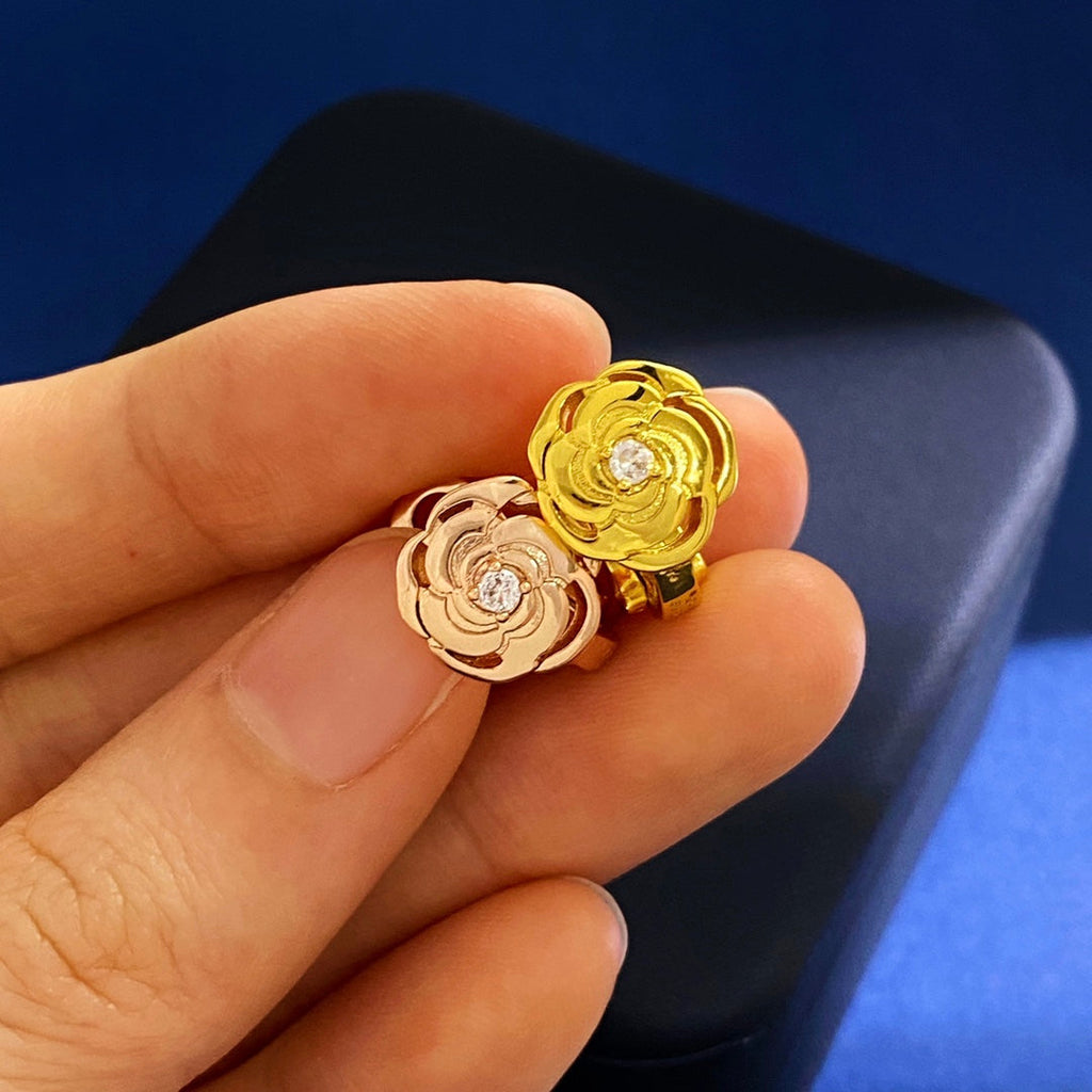 Chanel Camellia 18K Gold Earrings