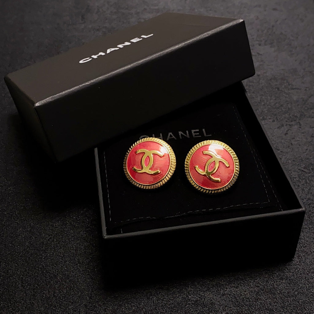 Chanel Red 18K Gold Earrings