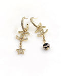 Chanel Star Pearls Pendant 18K Gold Earrings