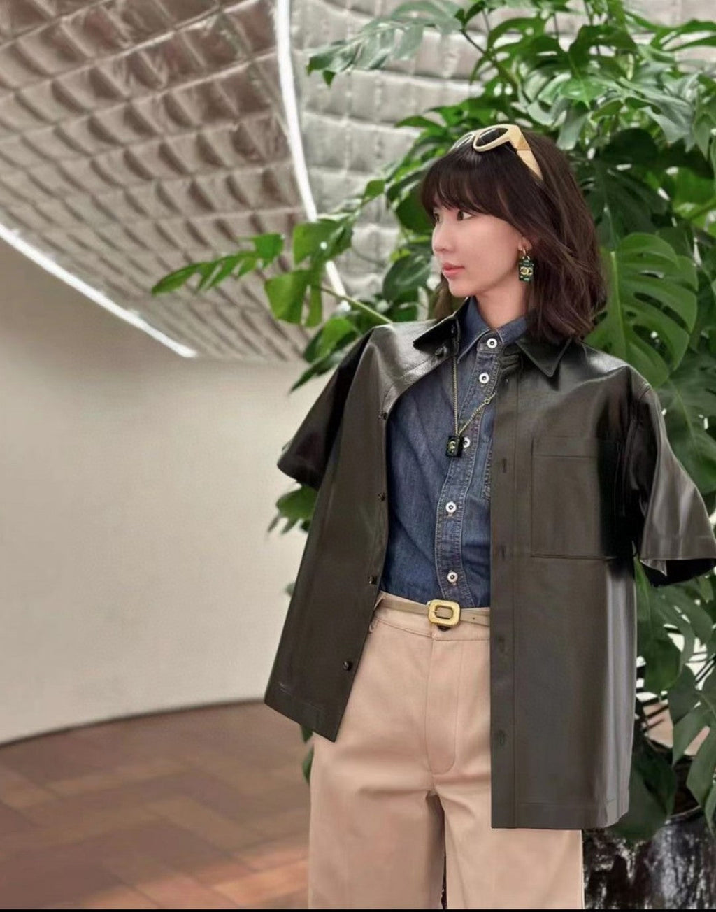 Chanel Green Perfume Bottle 18K Gold Earrings