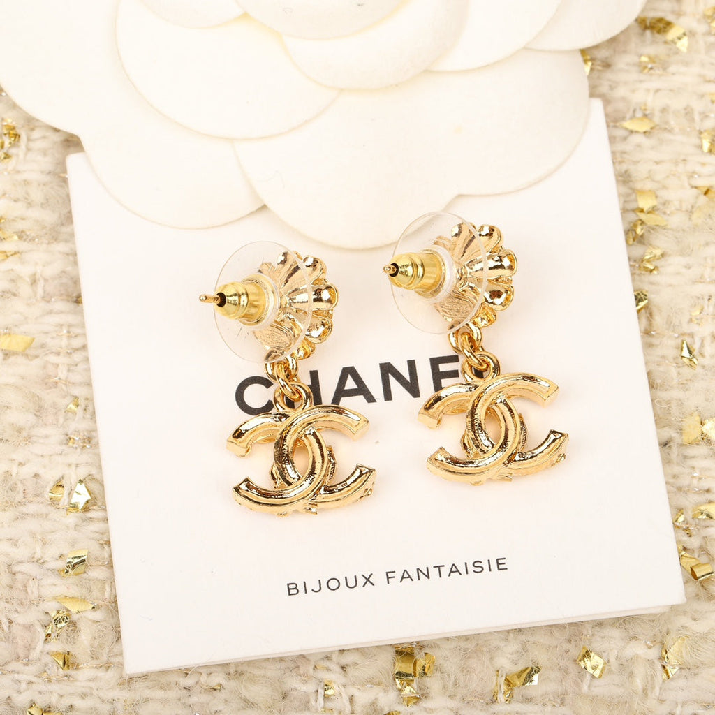 Chanel Sunflower Gold Multi Diamonds Drop Earrings