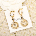 Chanel Double C Multi Heart Gold Drop Earrings